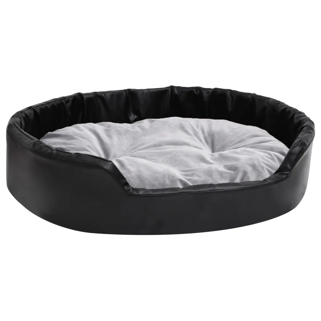 Lettino per Cani Nero e Grigio 90x79x20 cm Peluche e Similpelle cod mxl 46076
