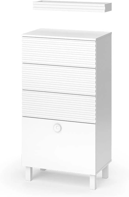 Set di mobili da bagno Sola, Bianco, 100 cm, composto da specchio da bagno e mobile sottolavabo