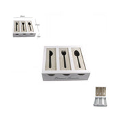 Trade Shop - Portaposate In Legno 3 Scomparti Stoviglie Shabby Chic Arredamento Casa -