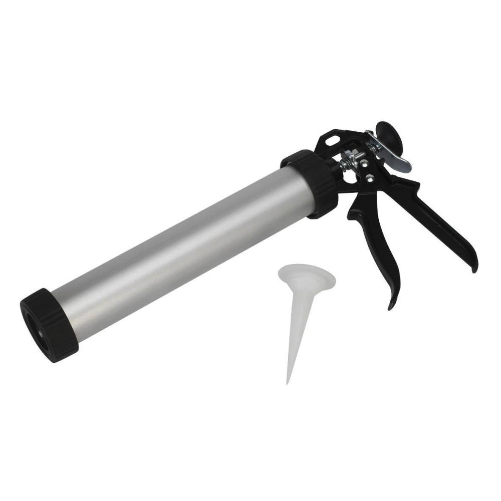 Trade Shop - Pistola Per Cartuccia Silicone Fughe 240 Mm In Alluminio Professionale Beccuccio -
