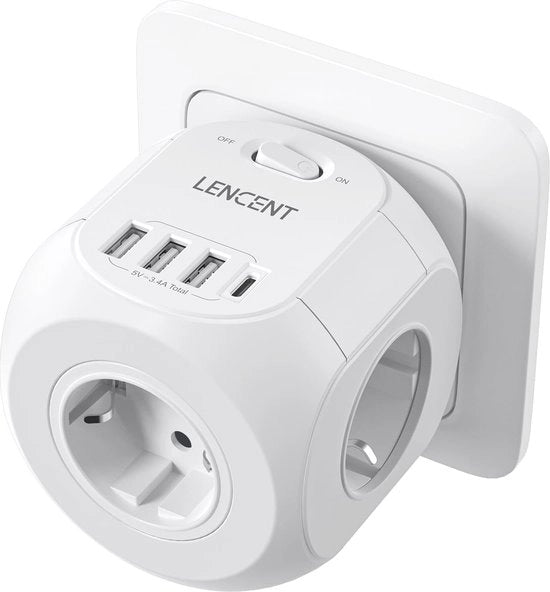 8 in 1 Blocco USB con Set di Cavi, Caricabatterie USB e Porta Type-C - Perfetto per Ufficio, Cucina e Salotto