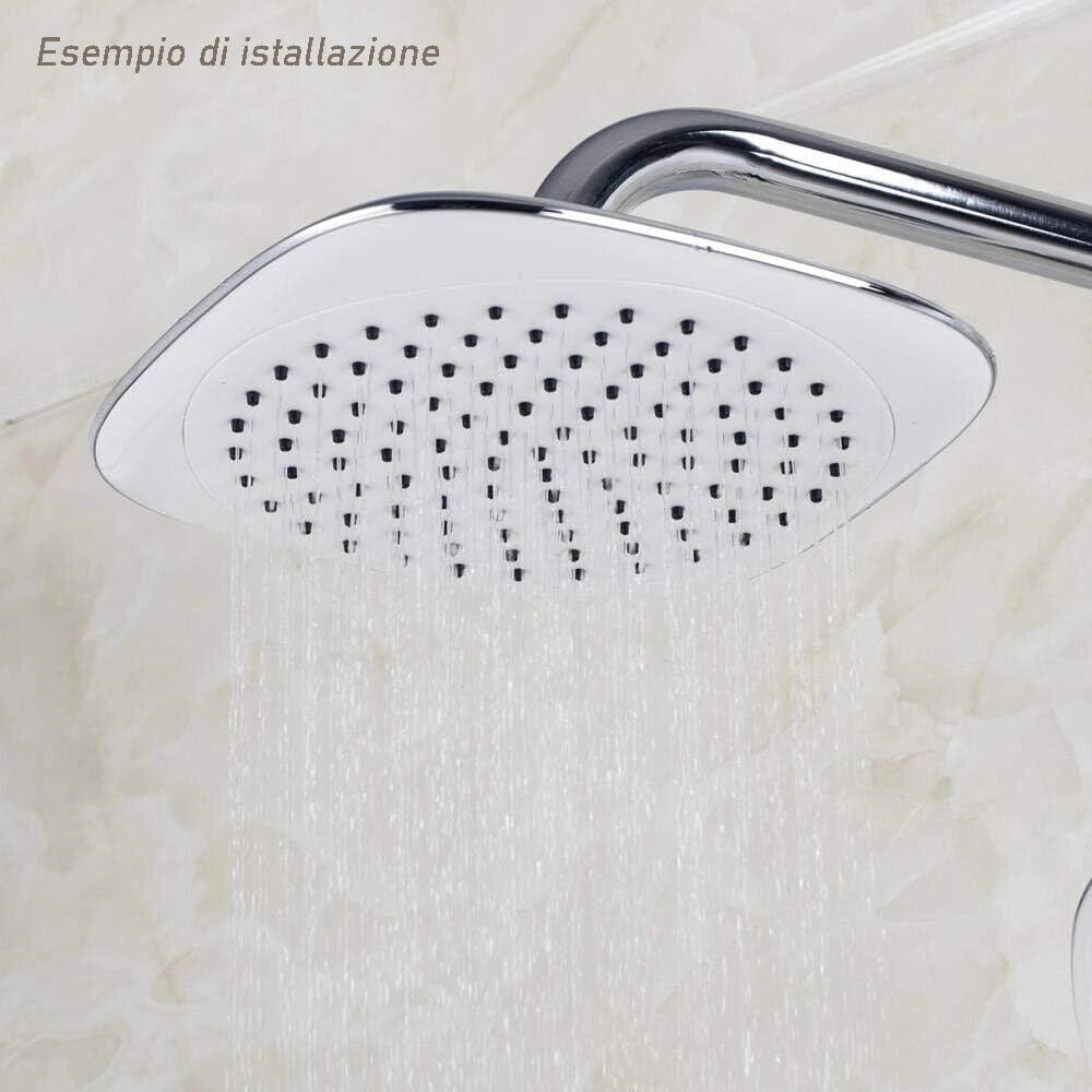 Trade Shop - Soffione Doccia Bagno Quadrato 20x20cm Abs Effetto Pioggia 52213 Filtro Anticalcare -