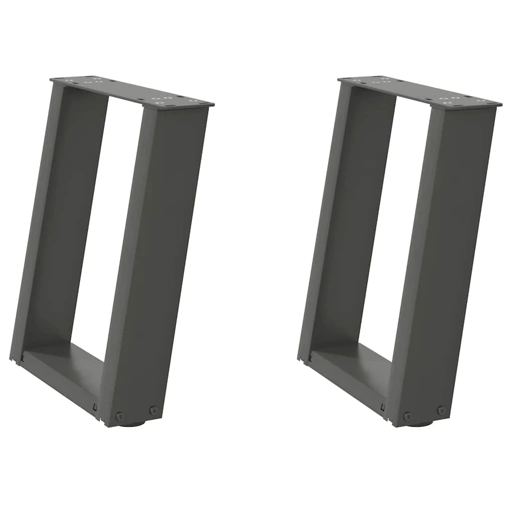 Set di 2 gambe per tavolino da caffè in acciaio angolate a forma di U 28 x 42-43 cm pratiche moderne acciaio antracite 02_0057042