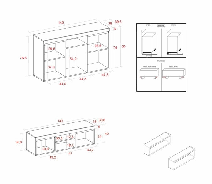 Set Naturale Sala da Pranzo, Mobile Ausiliario, Credenza-Mobile TV 140cm colore Rovere Nordic Nero RF989