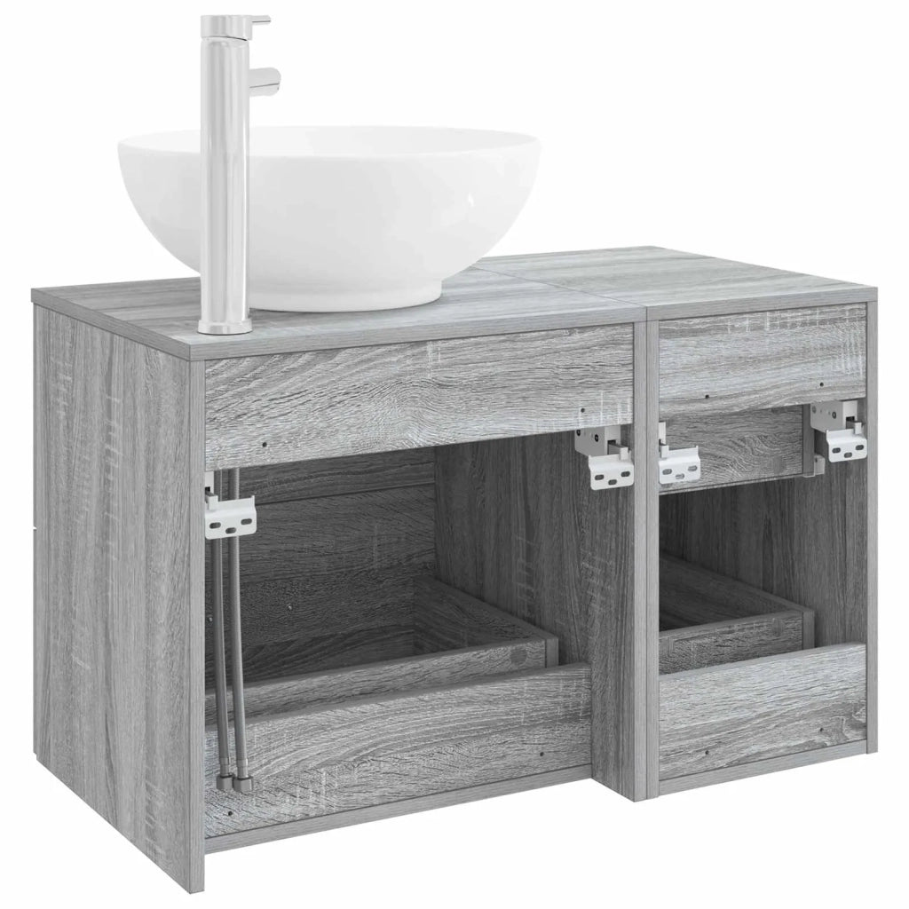 Set di mobili per il bagno 2 pz Sonoma grigio 3403997