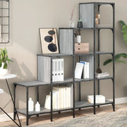 Libreria-Scaffale per Libri-Mobile di Stoccaggio Grigio Sonoma 122x30x132cm Legno Multistrato e Metallo