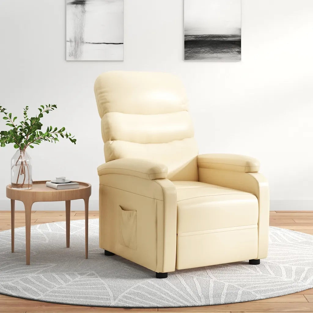 Poltrona | Sedia Relax Reclinabile Crema in Similpelle