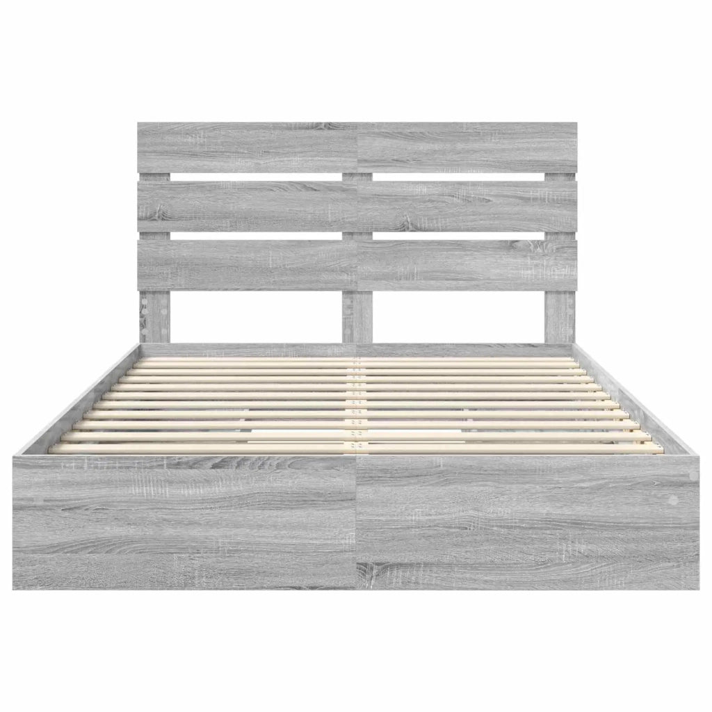 Letto con Contenitore con testiera Grigio Sonoma 140 x 200 cm