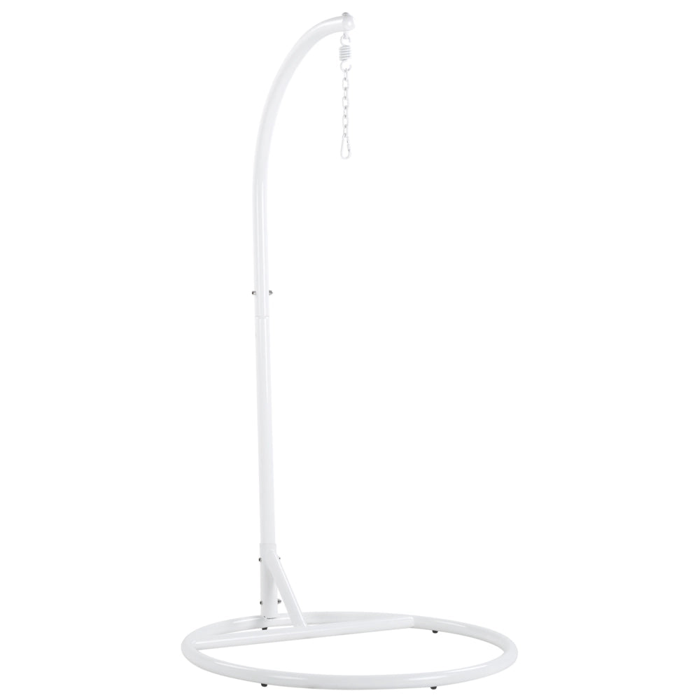 Poltrona Sospesa con Cesta in Corda di Poliestere Beige per Interno ed Esterno Boho