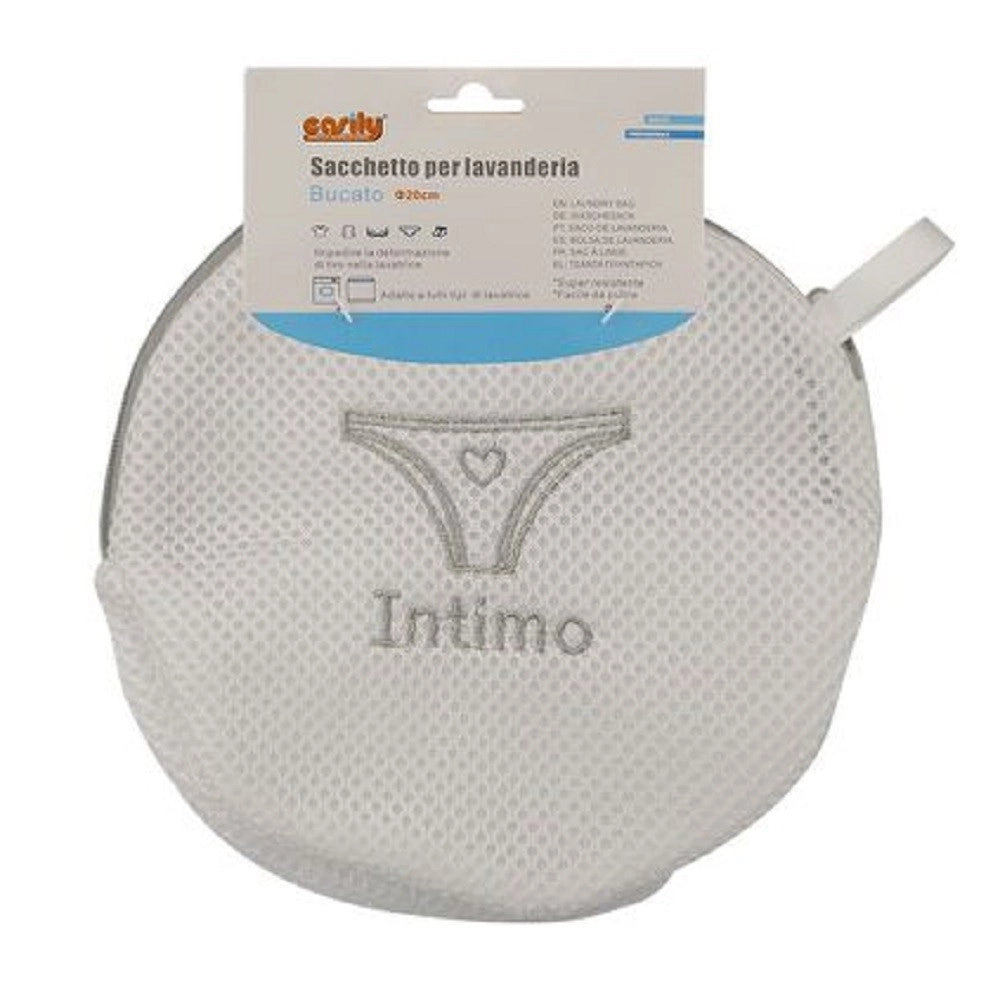 Trade Shop - Sacchetto Lavatrice Borsa Per Biancheria Lavaggi A Rete Intimo 20cm Grigio 59376 -