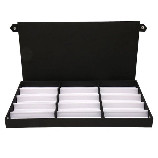 Organizzatore per Occhiali da Sole 15 Compartimenti - Cassetto Multifunzionale in PU Pelle - Duraturo - Garanzia di Rimborsamento - Rivestimento Elegante Bianco - Supporto per Occhiali