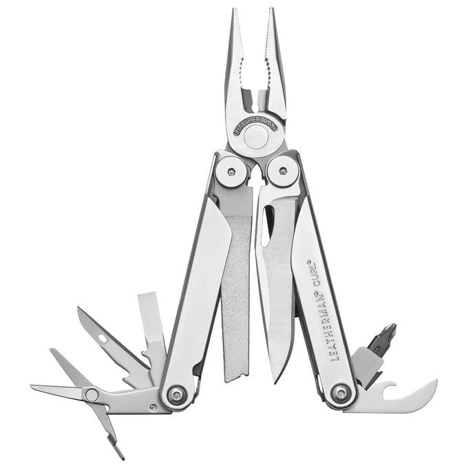 Leatherman LTG832932 Curl Multitool Tascabile 15 Strumenti Acciaio Inossidabile con Fodero in Nylon colore Argento