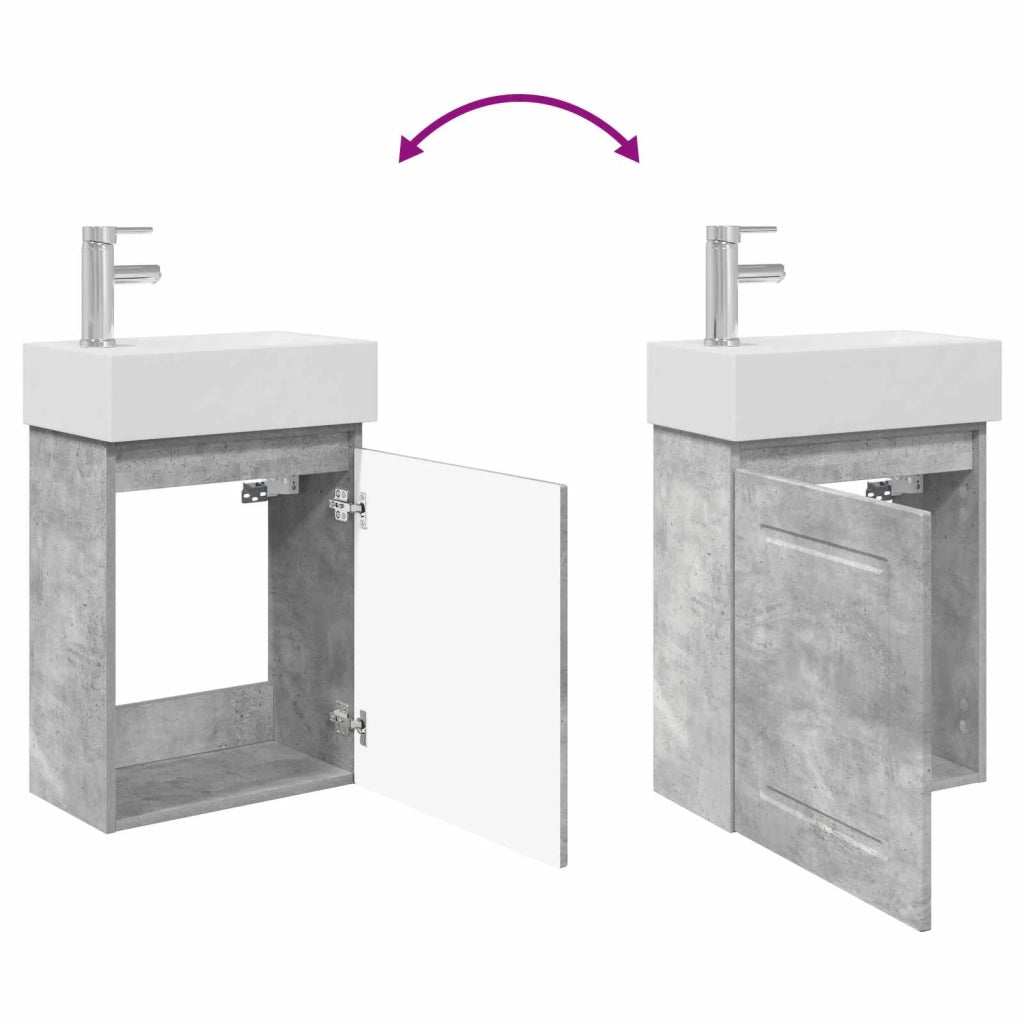 Mobile bagno con rubinetto Grigio Cemento 45,5 x 22,5 x 84 cm
