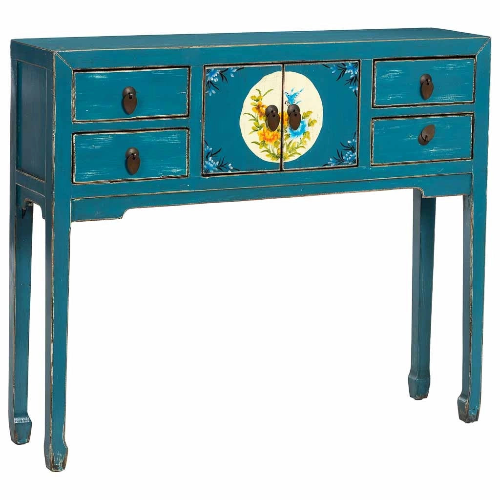 Mobile da ingresso in legno blu 100x25x85h cm