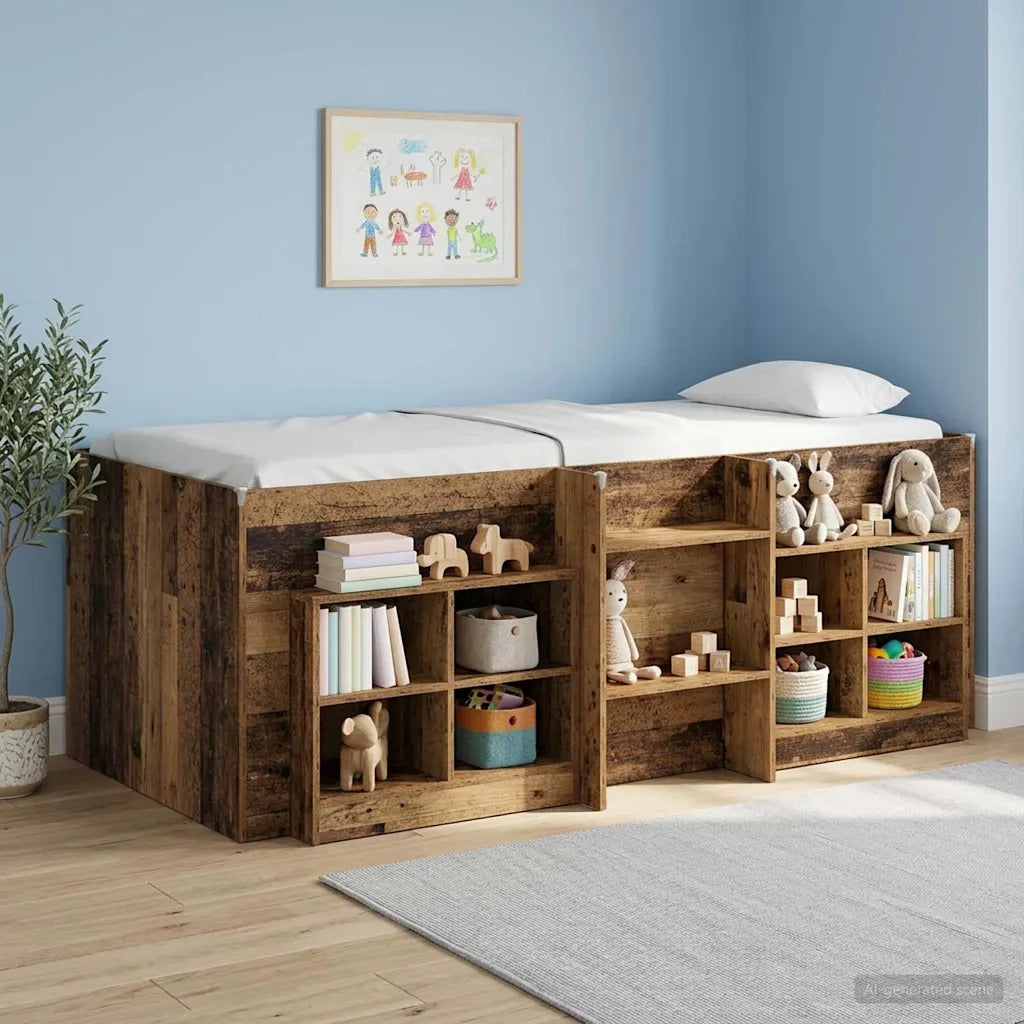 Letto Alto per Bambini 2 pcs Legno antico 98.5 x 200 cm