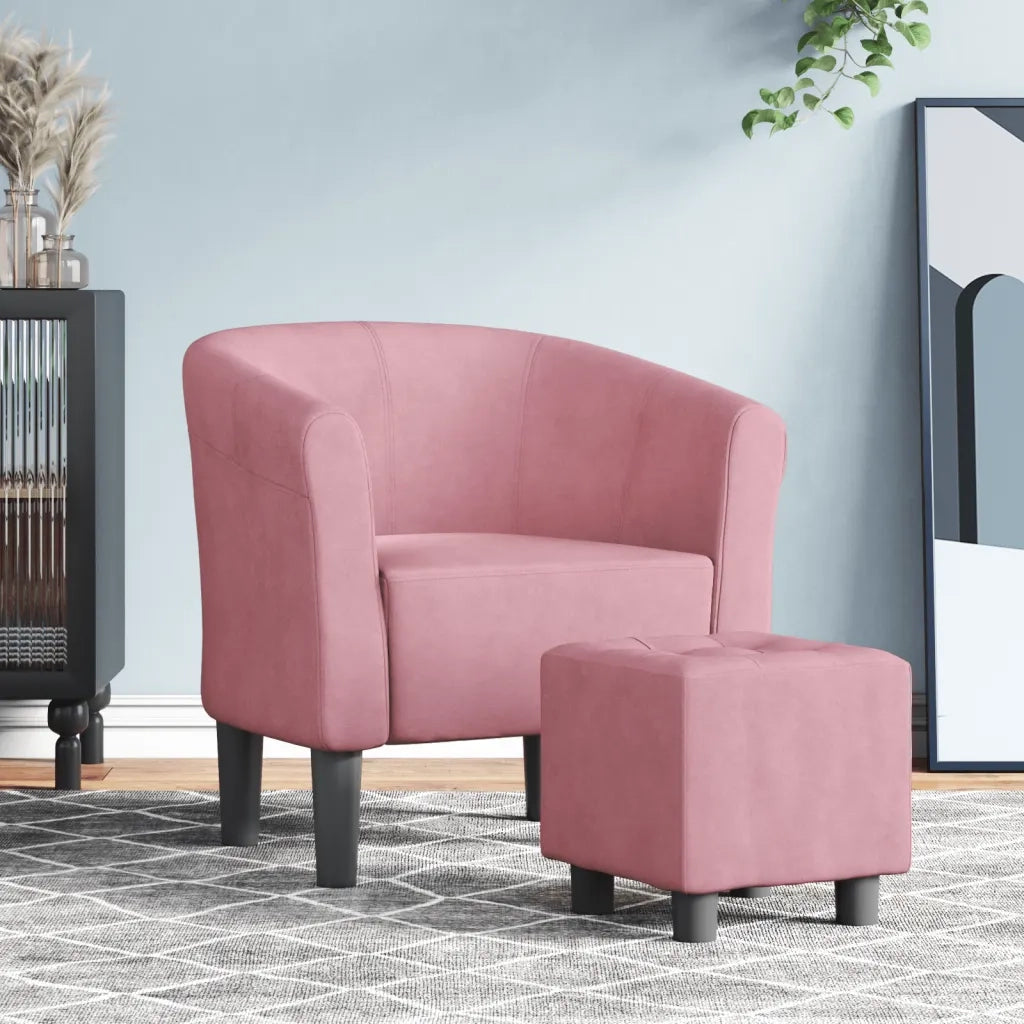 Poltrona | Sedia Relax Cabriolet con Poggiapiedi Rosa in Velluto