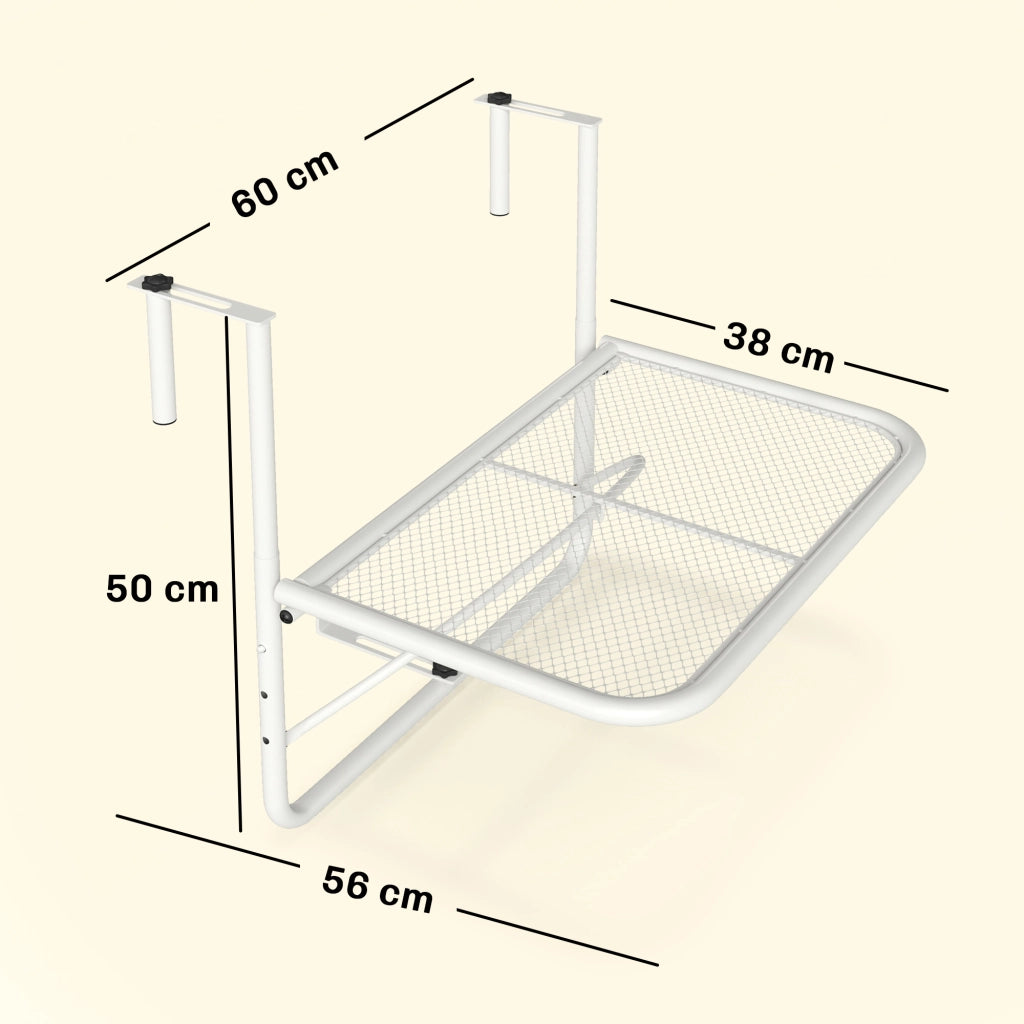 Tavolo da balcone regolabile ¨C zephmum ¨C bianco metallo 60x56x50 cm