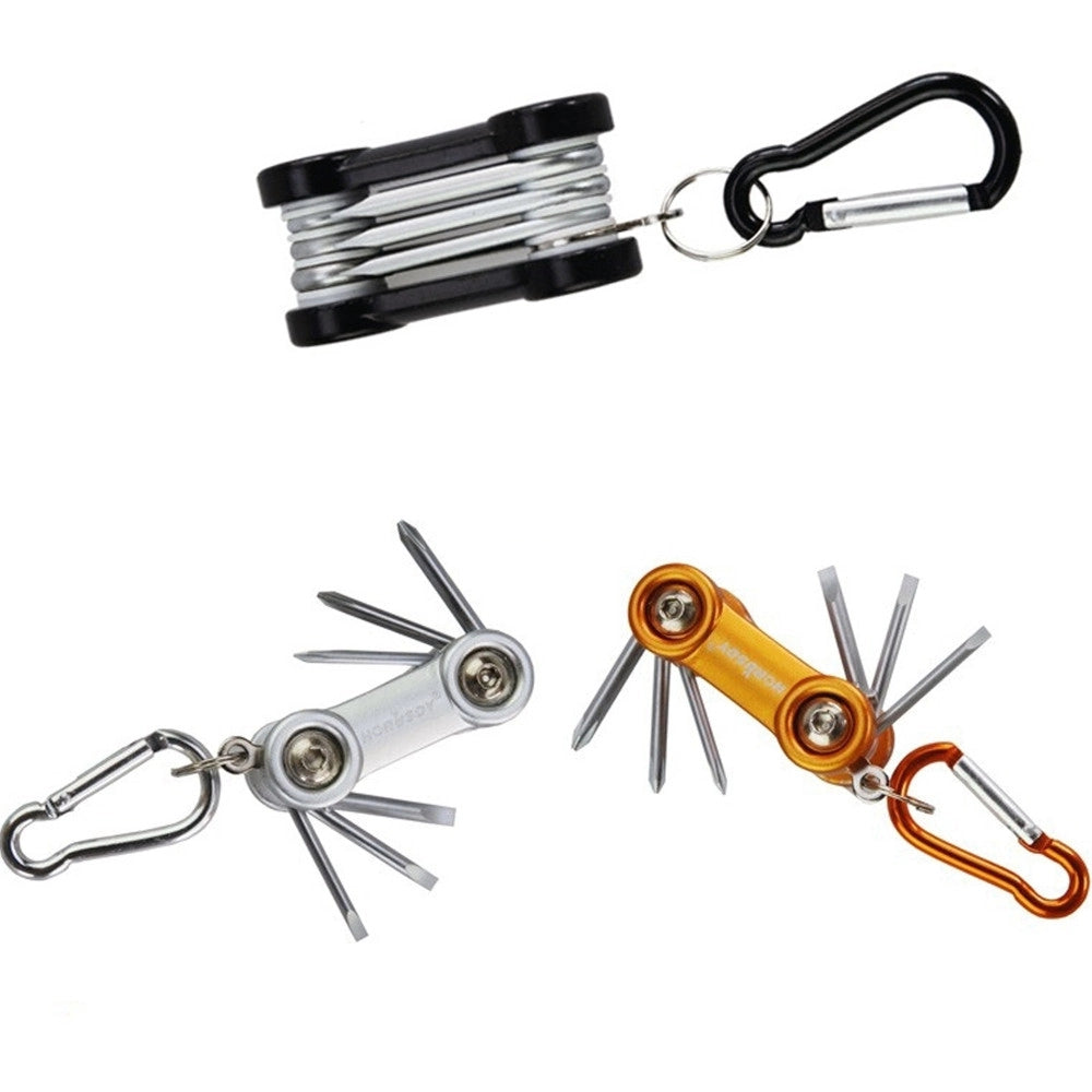 Trade Shop - Mini Cacciaviti 6 Punte Torx Pieghevole Stella Fisso Porta Chiavi Chiave Moschettone -