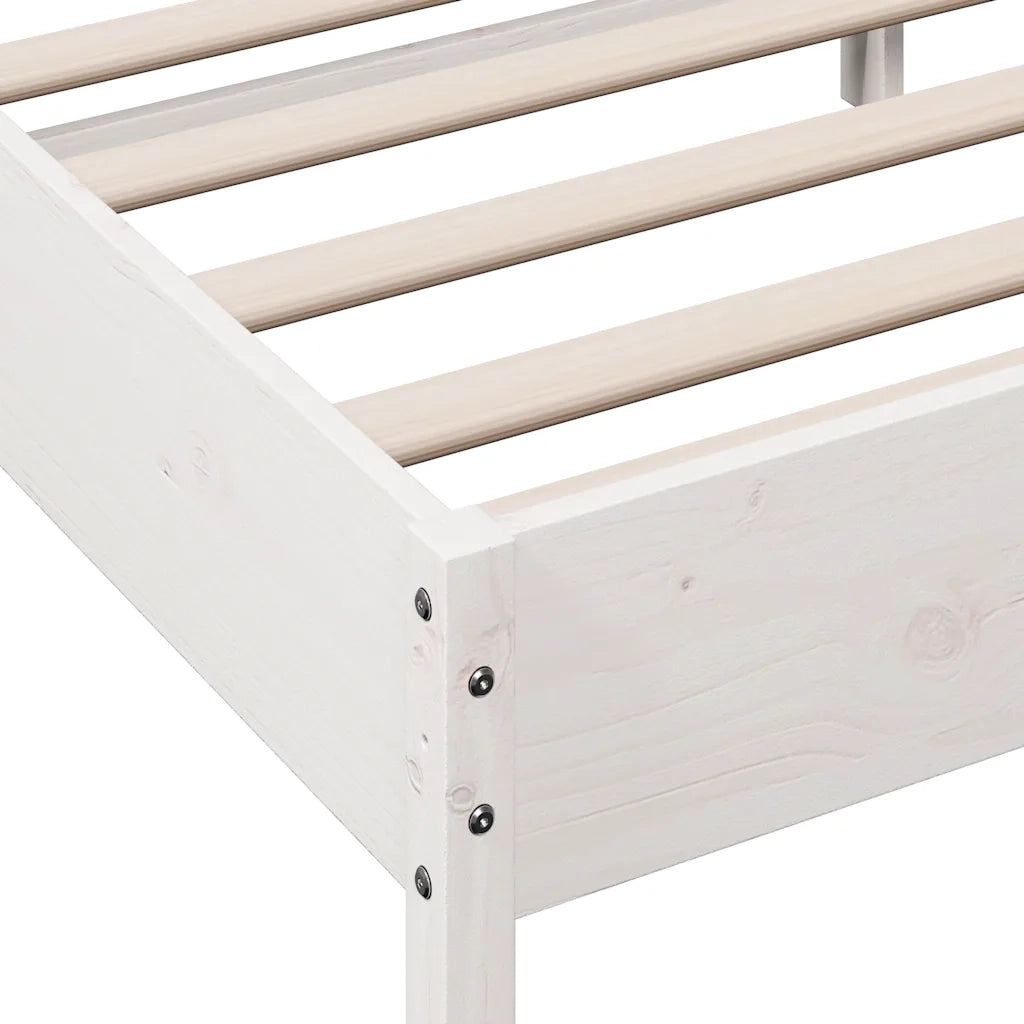 Letto singolo | Letto per adulti | Giroletto senza Materasso Bianco 100x200 cm Legno Massello Pino