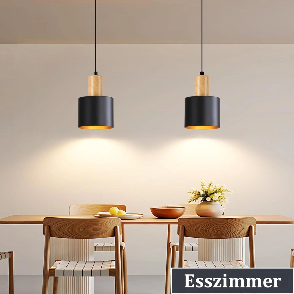 ZMH Lampada a sospensione da cucina retrò E27 40W nero e oro altezza regolabile per isola cucina o zona pranzo