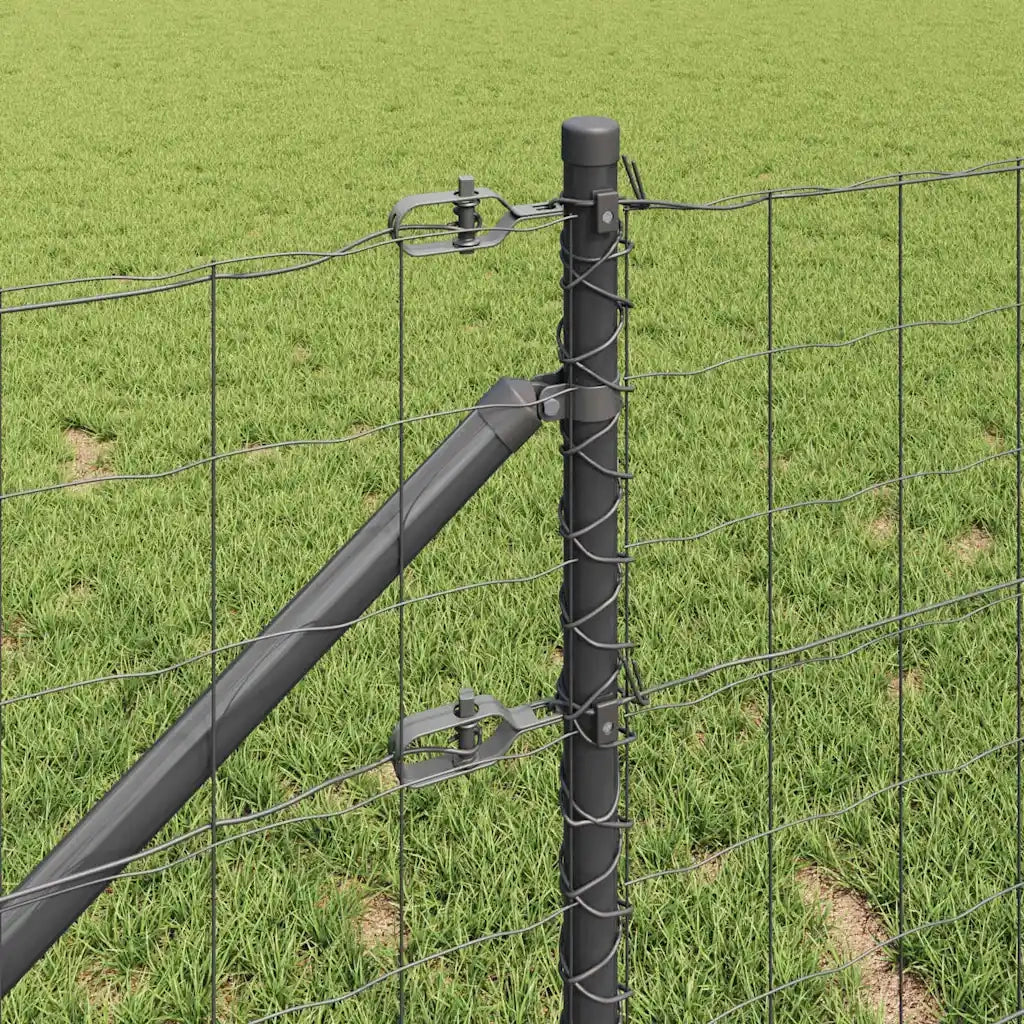 Recinzione con Posto Grigio 0,4 x 25 m Acciaio e PVC