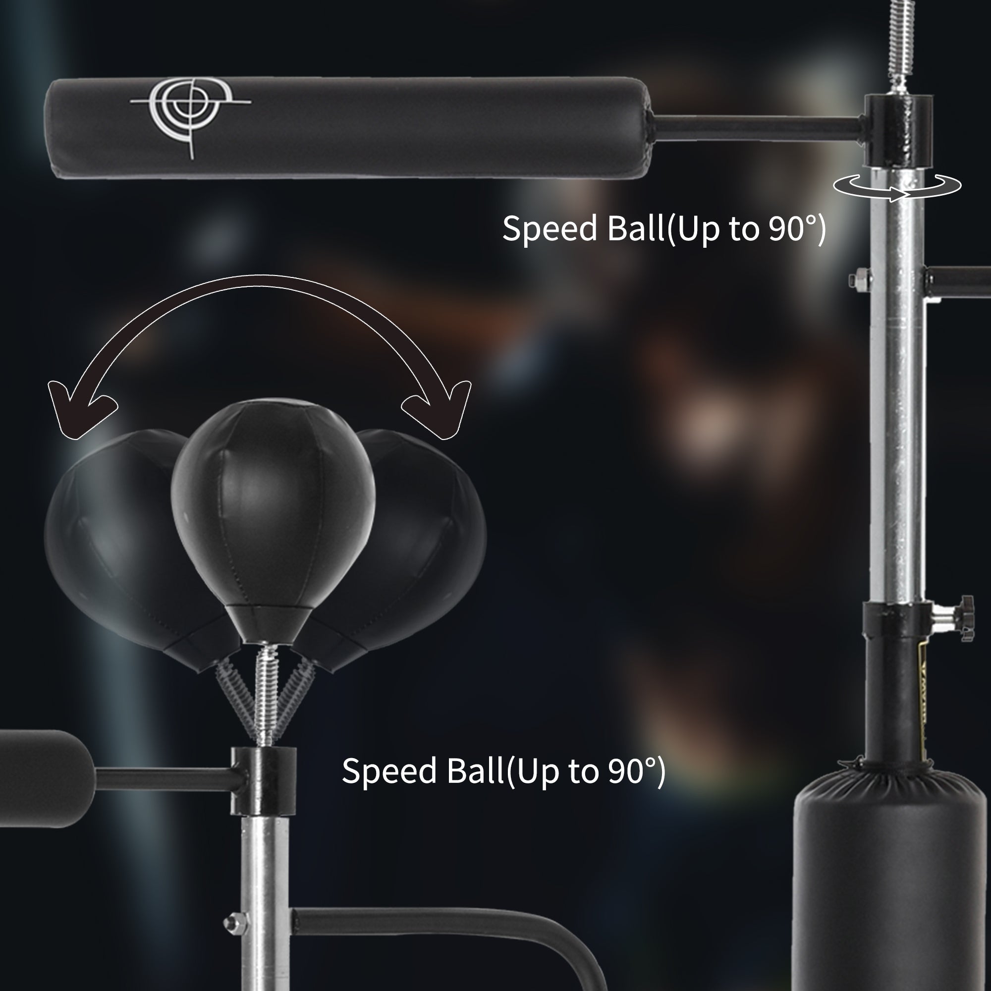 Sacco Boxe da Terra 3 in 1 con 2 Speedball Barra Girevole e Sacco Altezza Regolabile da 160-230 cm  Nero