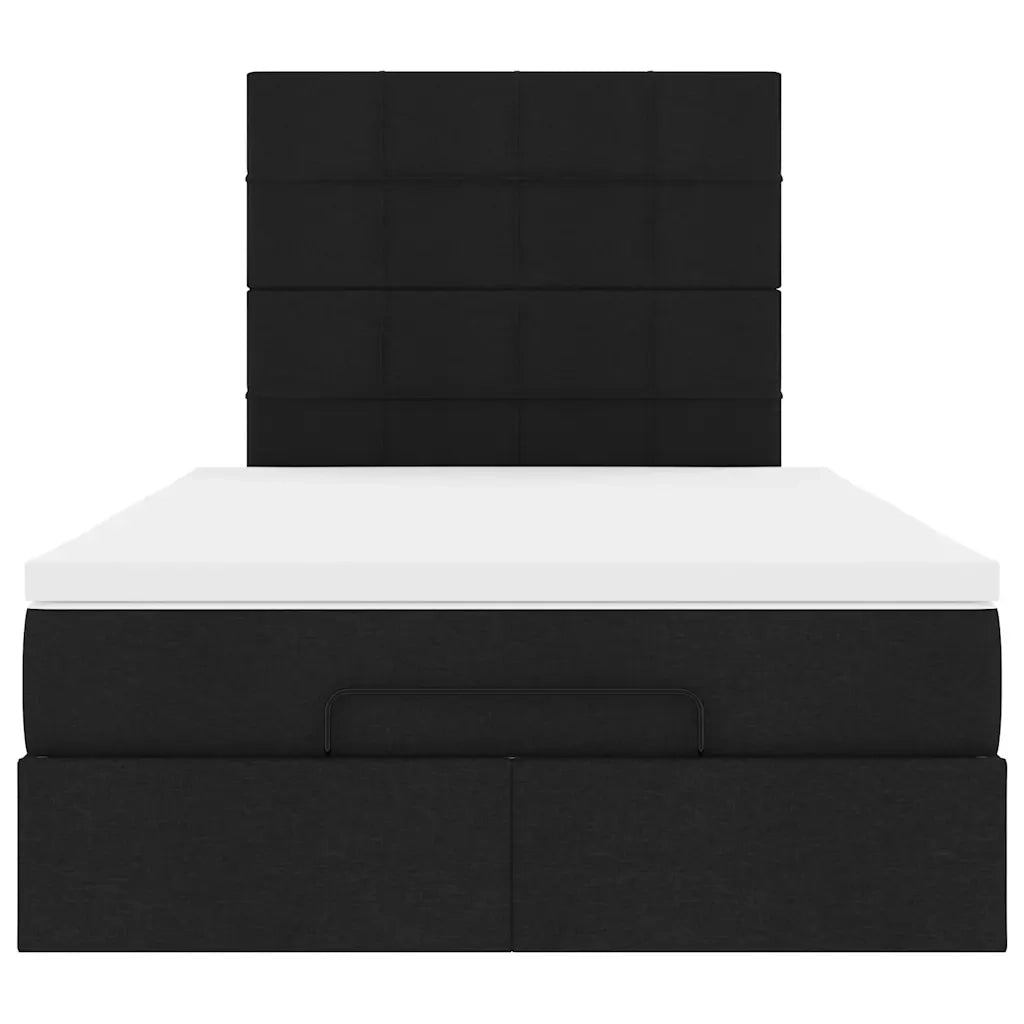Struttura Letto Pouf con Materasso Nero 120x200 cm in Tessuto