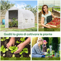 Serra a Tunnel 300x200x190 cm con 4 Finestrelle e Ingresso a Zip Acciaio Zincato e PE Bianco