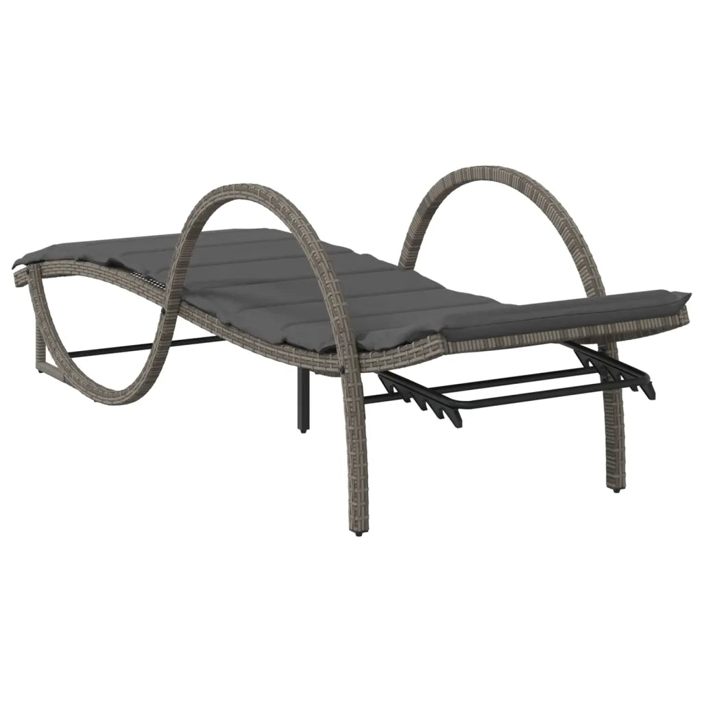 Lettini Prendisole 2 pz con Tavolino Grigio in Polyrattan 368265