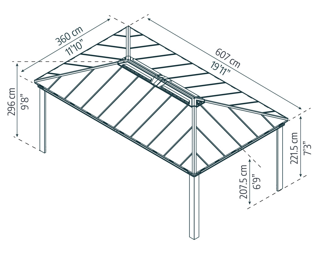 Gazebo in Alluminio Dallas  3.6X6 m