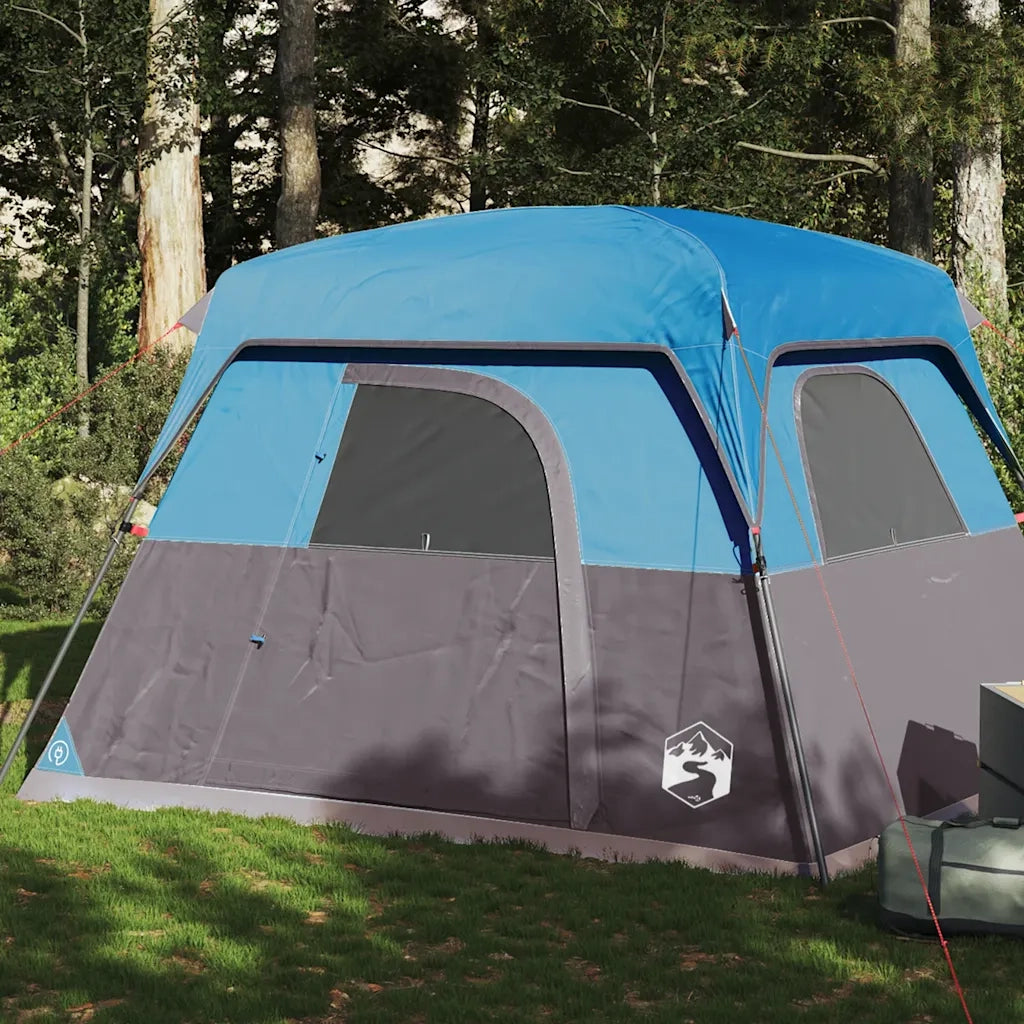 Tenda da Campeggio a Cabina per 4 Persone-Tenda per Escursionismo Blu Impermeabile 774110
