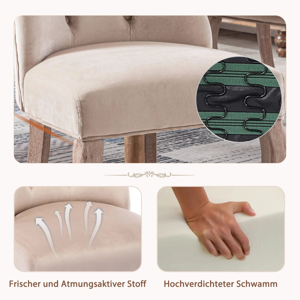 SEDIA da pranzo in velluto beige 97x51x47 cm Set 2 pezzi