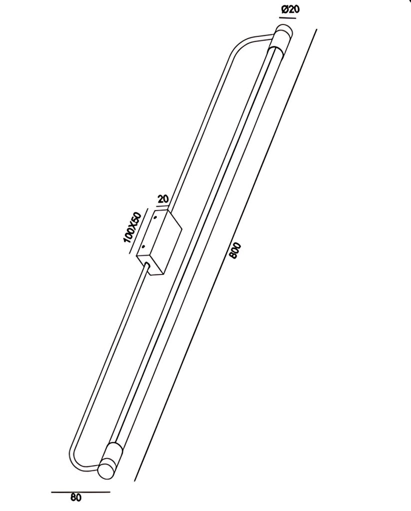 Lampada da Parete Rapallo LED 20W 2240lm 3000K Cromo, Struttura in Metallo e Metacrilato, IP44, Classe 1, Dimensioni 80x8x5cm