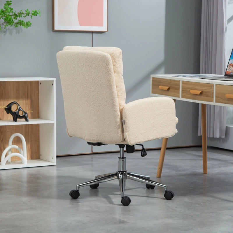 SEDIA Ufficio Ergonomica Girevole 58x67x91-99 cm Bouclé Crema