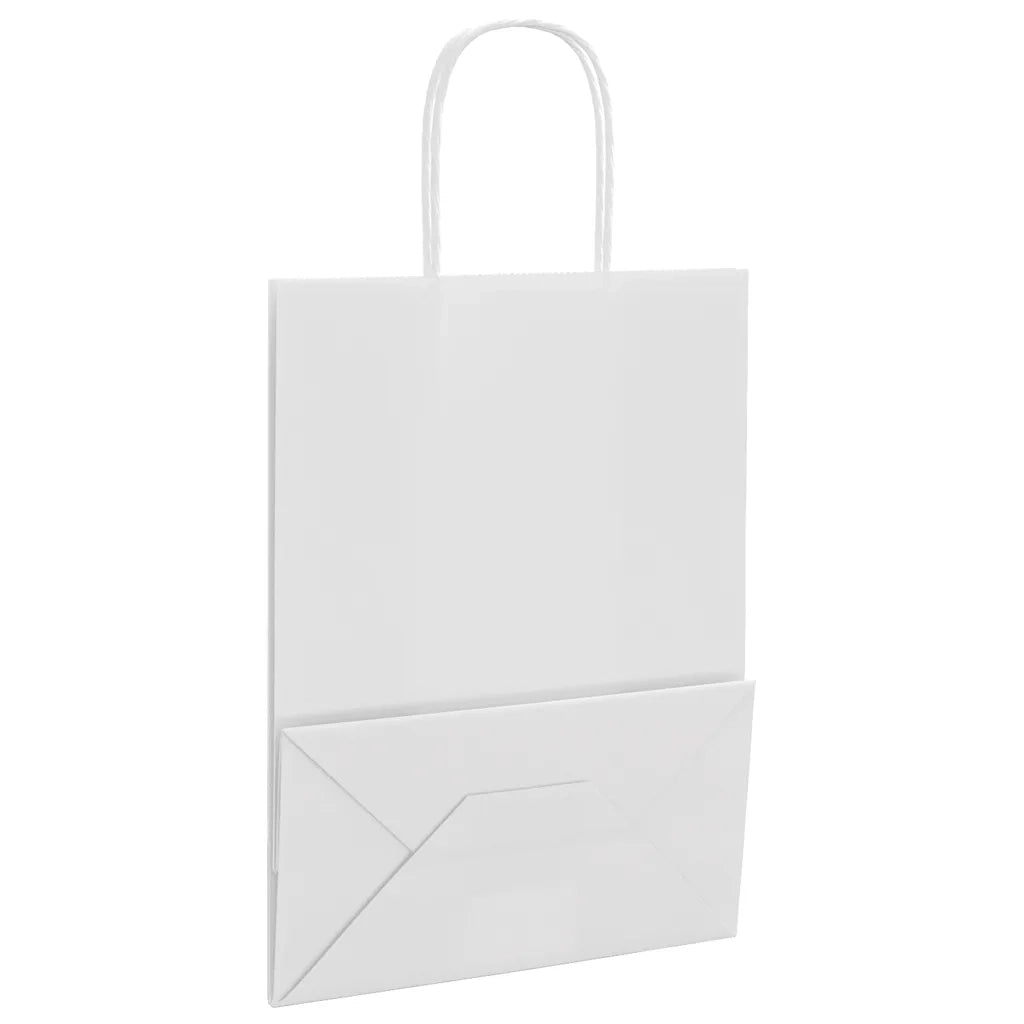 Sacchetti di Carta 50 pz con Manici Bianchi 21x11x28 cm
