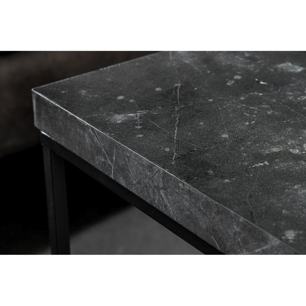 Tavolino basso ABITTA quadrato 60 cm effetto marmo antracite – Moderno in MDF con gambe in metallo