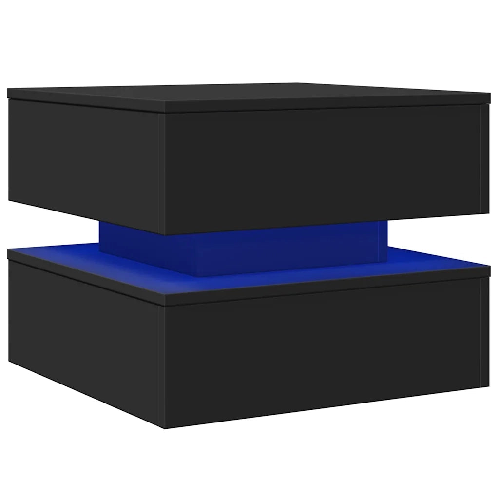 Tavolino da Salotto con Luci LED-Tavolino da soggiorno Nero 50x50x40 cm 901758