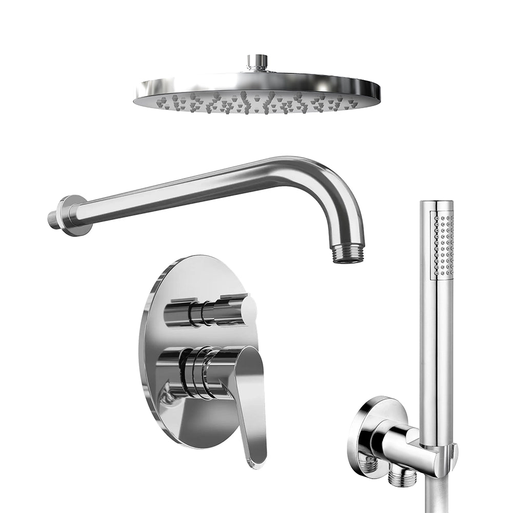 Set doccia cromato - Miscelatore incasso 2 vie Judy, braccio 30cm, soffione 20cm e doccino
