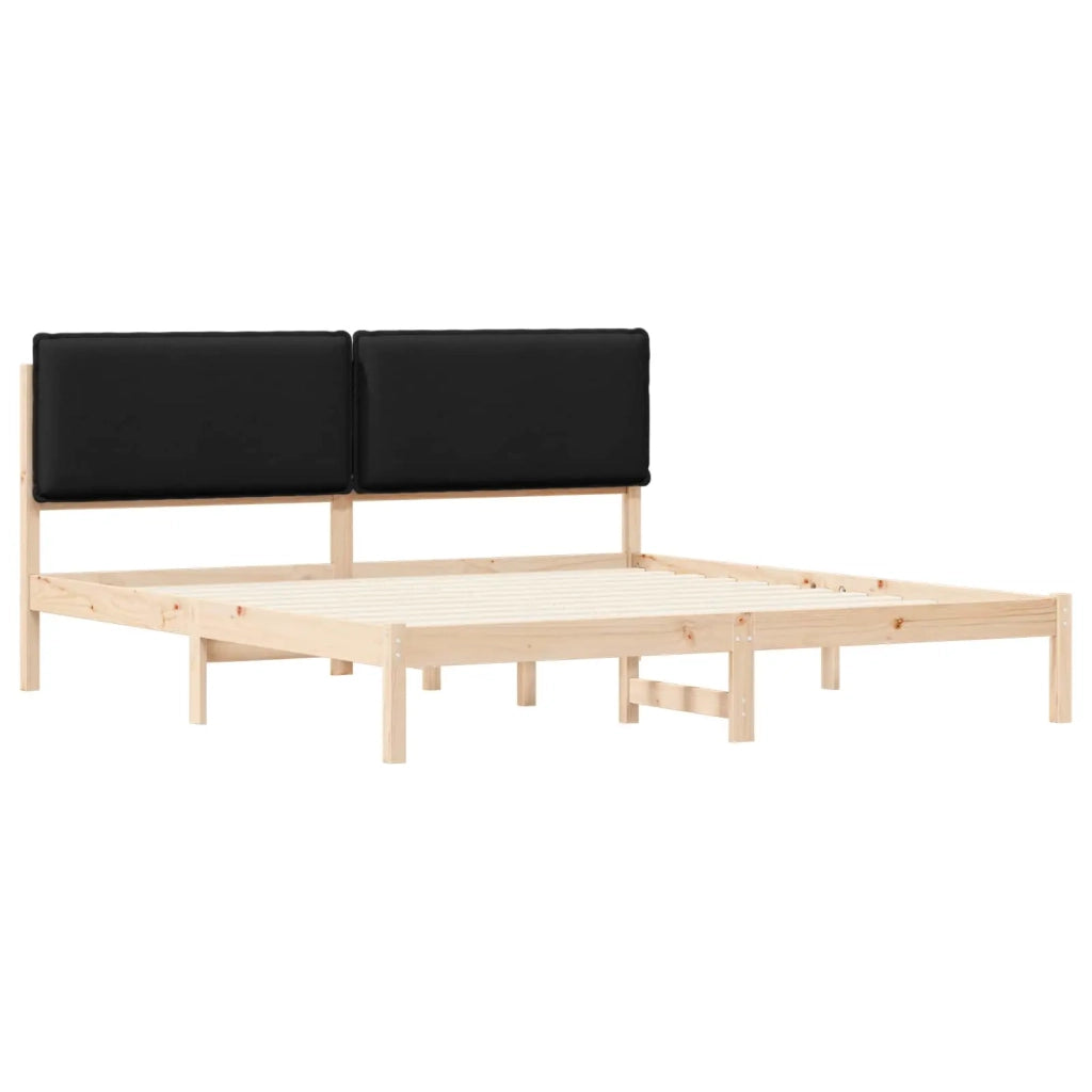Letto con Testiera Rivestita Nero 200 x 200 cm Pino massello