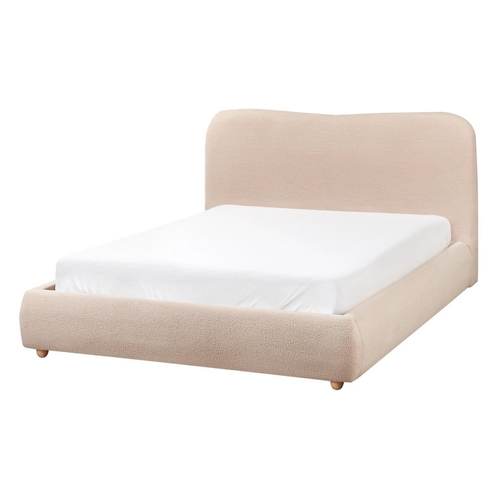 Letto matrimoniale con contenitore 140 x 200 cm bouclé beige stile minimalista