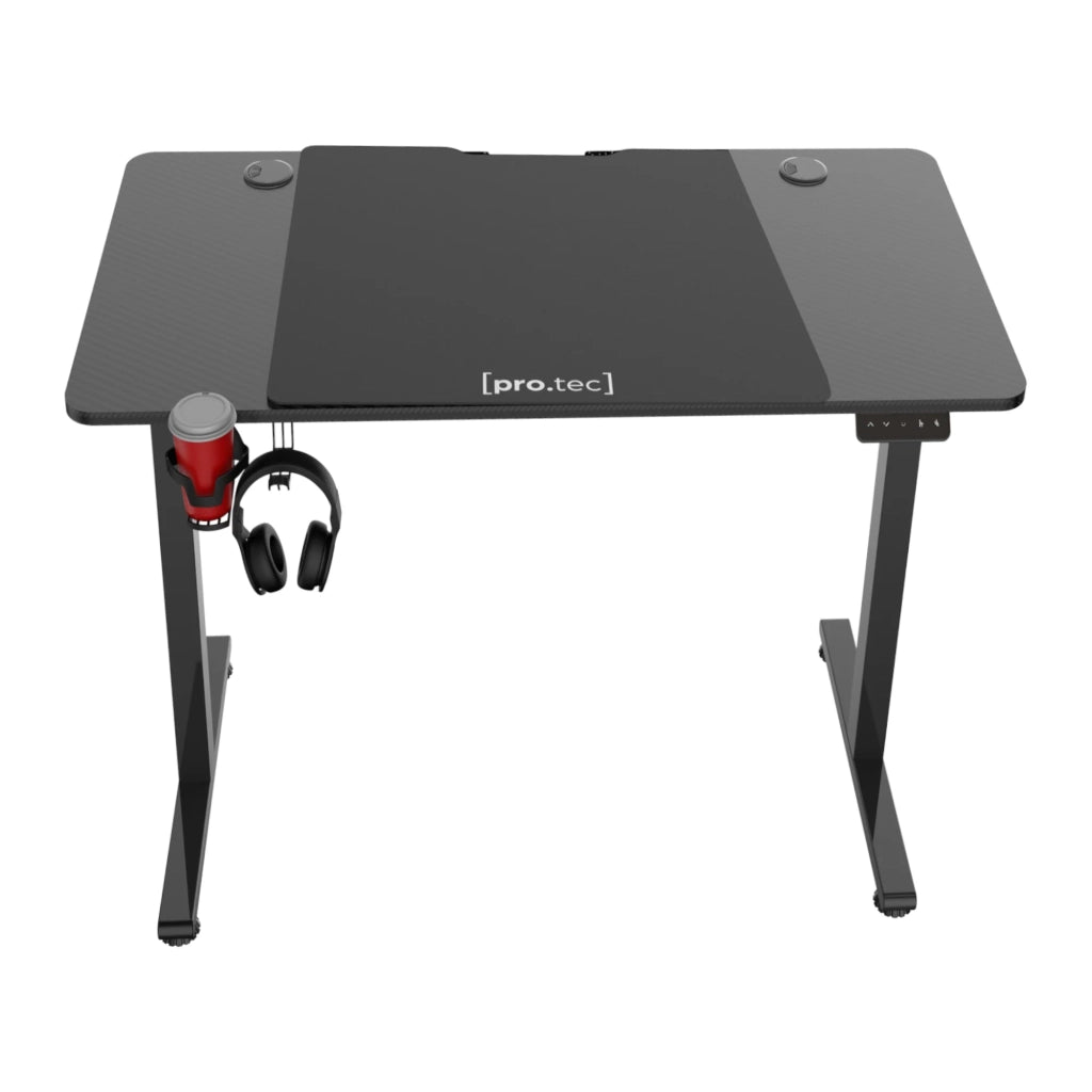 Scrivania/postazione di lavoro regolabile elettricamente in altezza con piano rettangolare 120 x 60 cm nero 03_0009082