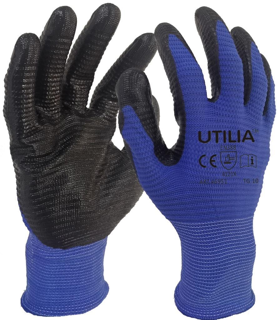 Utilia GUANTI IN NYLON/NITRILE Col. Blu/nero tg.11 12.00 paia