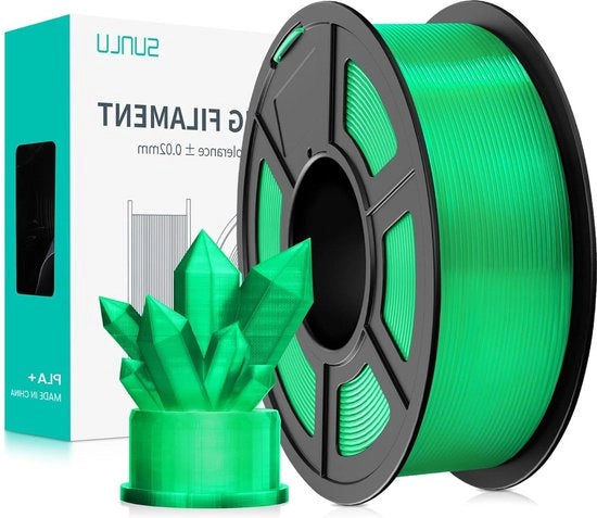 Filamento PLA Plus 175 mm 1 kg Resistente - Avvolto con cura - Precisione +/- 0,002 mm - Verde trasparente