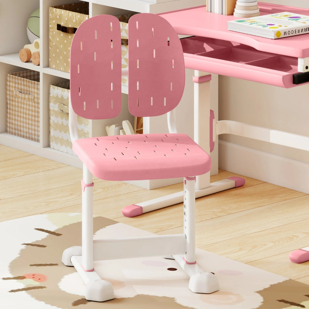 Sedia regolabile in altezza per bambini con doppi supporti dorsal, Sedia da studio con seduta traspirante Rosa