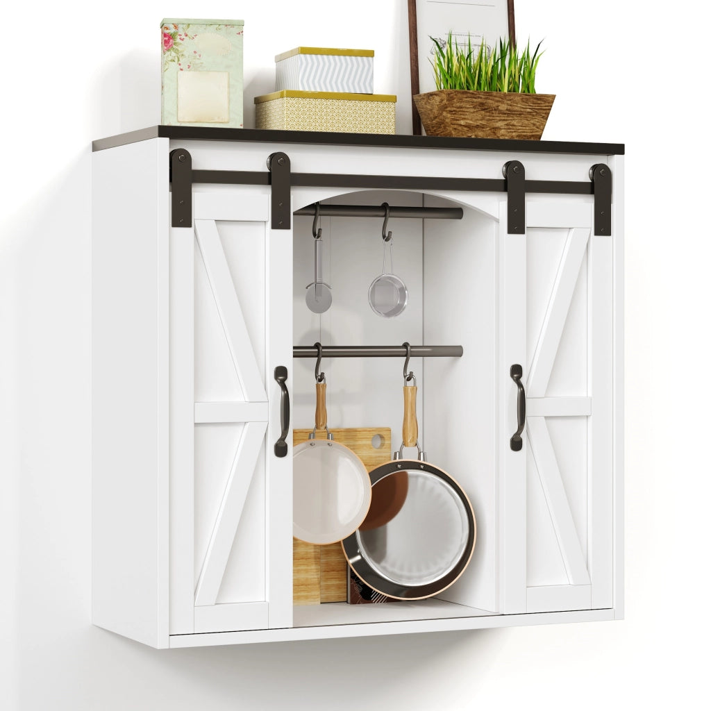 Armadio pensile con 2 ante scorrevoli e ripiani regolabili; per cucina; in MDF; 80 x 31 x 76 cm; bianco