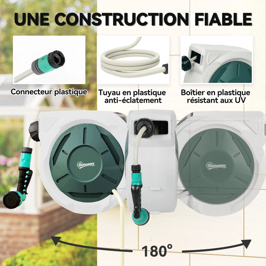 Enrouleur Tuyau Arrosage Mural 30 m ¨C zephmum ¨C grigio