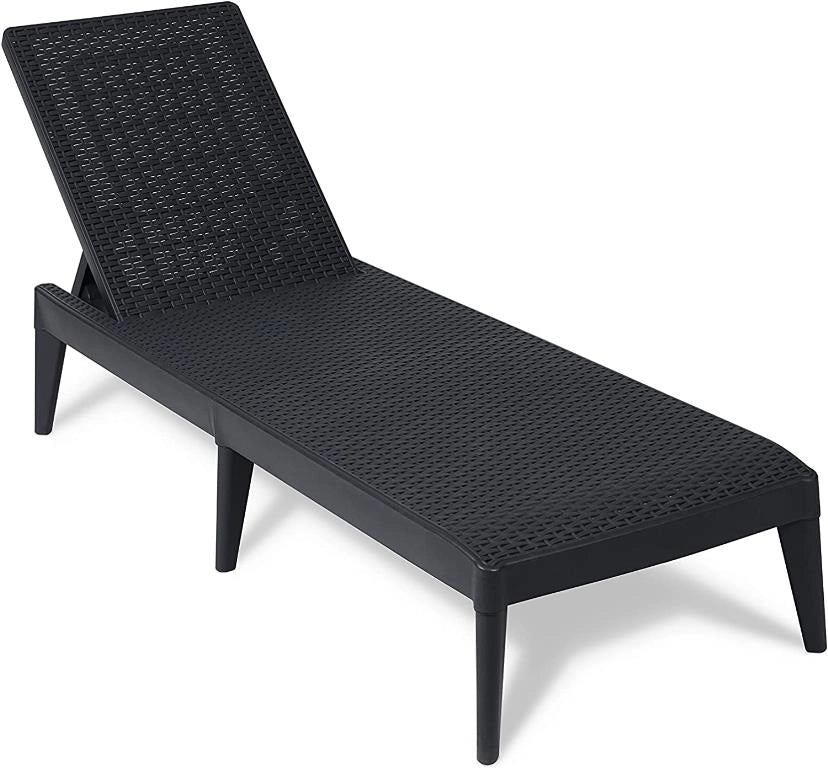 Lettino Sdraio Prendisole da Giardino in Resina Numana Antracite 186 x 60 x 29 cm