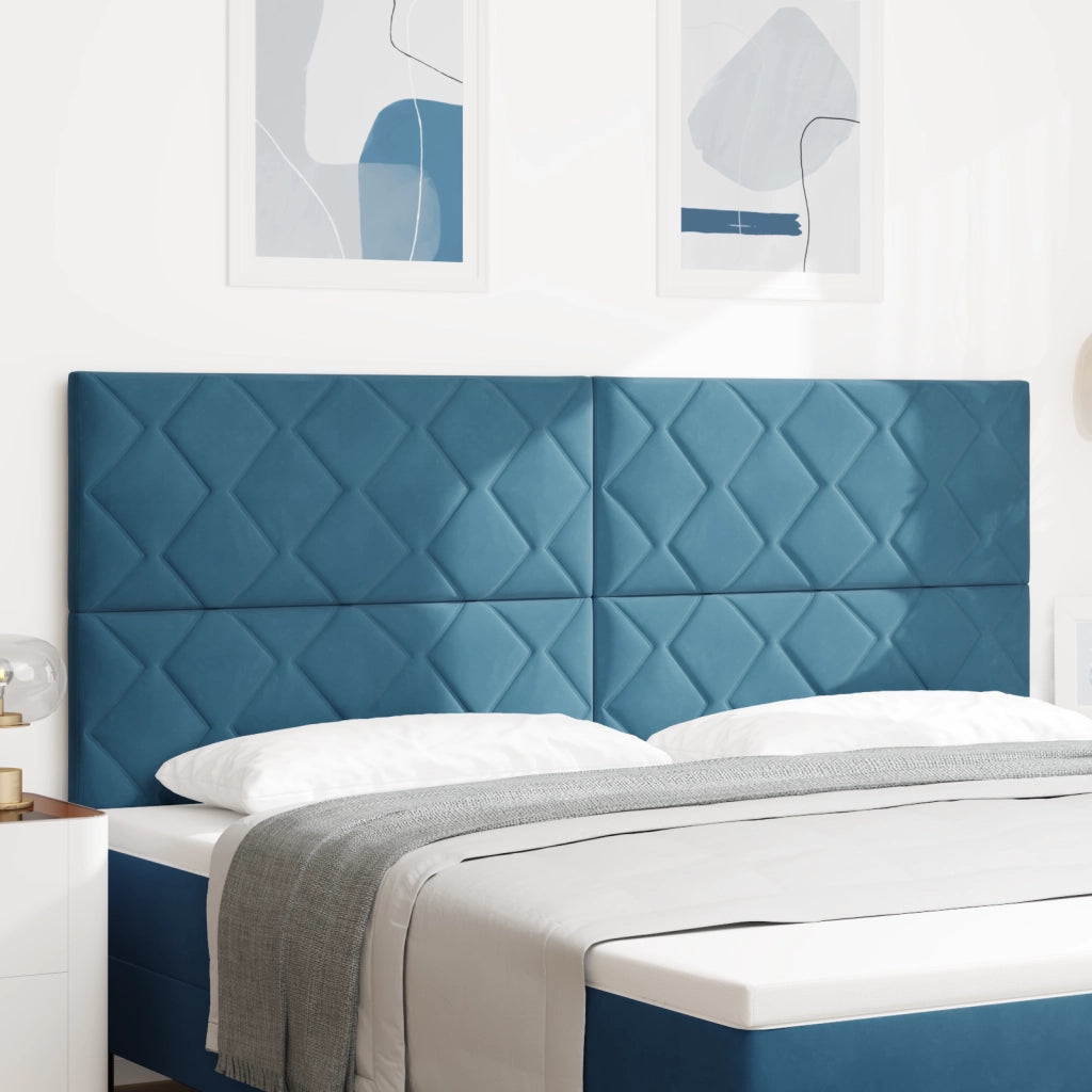 Testiera Design a blocchi di diamante Blu scuro 200 cm Velluto