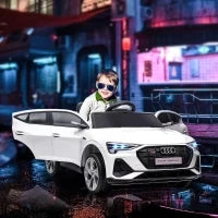 Macchina Elettrica per Bambini 12V con Telecomando, Velocità 3-8km/h, Luci e Musica, Età 3-5 Anni, Bianco