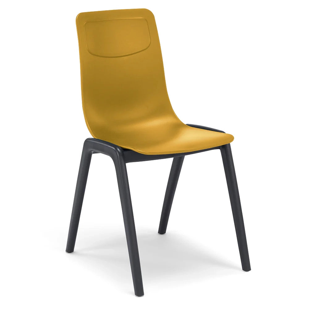 Set 4 sedie in tecnopolimero Dalia L colore Senape, 100% MADE IN ITALY, gambe Antracite, impilabile, design moderno ideale per sala da pranzo, cucina, soggiorno, ufficio, camera per bambini
